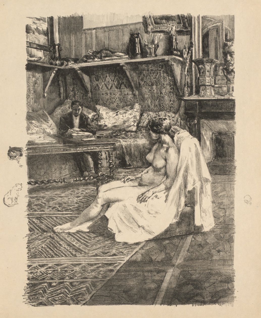 Die Modellsitzung La Séance de modèle, ca. 1895 von Alexandre Lunois