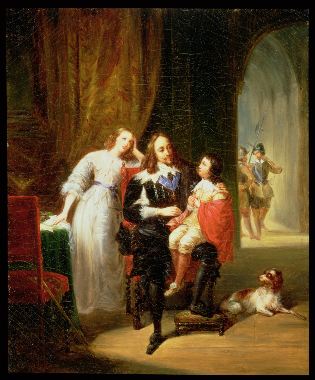 Karl I. (1600-49) wartet auf seinen Prozess, Prinz Heinrich (1640-60) sitzt auf seinem Schoß von Alexandre Marie Colin