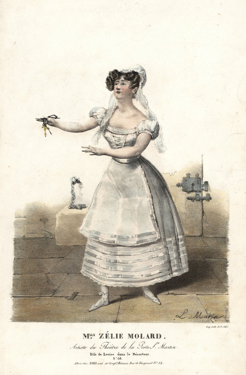 Tänzerin Miss Zelie Molard und Louise in Le Deserteur von Francois-Alexis Blache Jr., choreografiert von Dauberval, Theatre de la Porte St. Martin von Alexandre Marie Colin