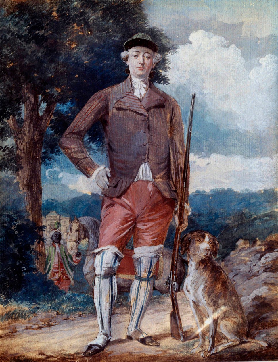 Ganzkörperporträt von Charles-Philippe von Frankreich (1757-1836), Graf von Artois, zukünftiger Charles X, im Jägeranzug von Alexandre Moitte