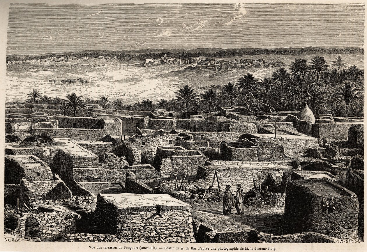 Blick auf die Terrassen von Tougourt (Oued Rir) von Alexandre de (after) Bar