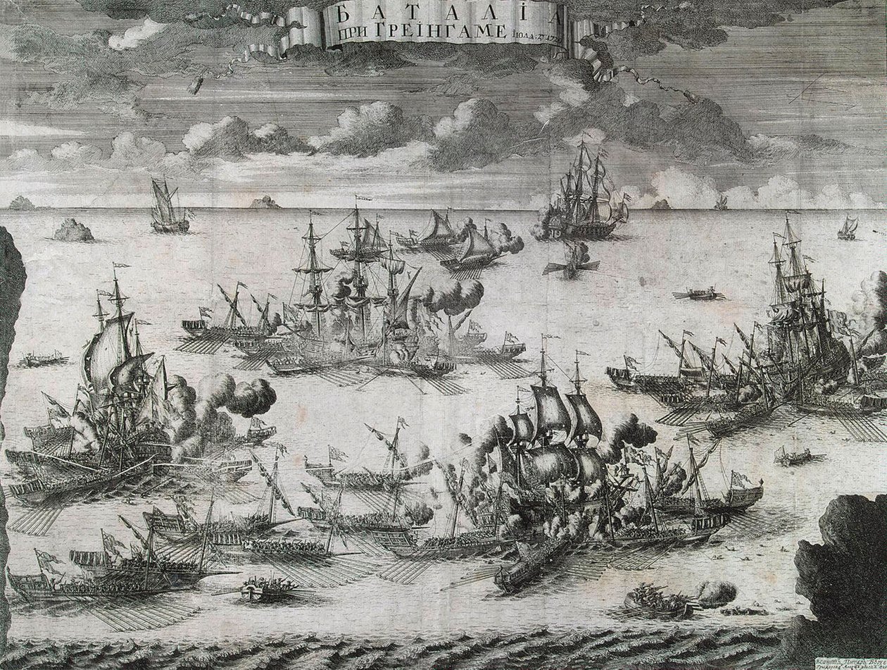 Die Schlacht von Grengam am 27. Juli 1720, 1721 von Alexei Fyodorovich Zubov