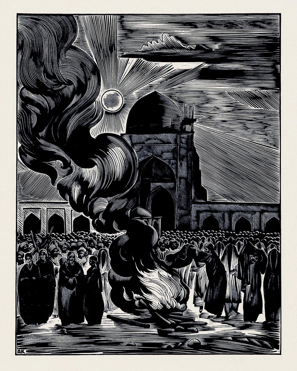 Die Befreiung der muslimischen Frauen. Verbrennung des Schleiers, 1928 von Alexei Ilyich Kravchenko