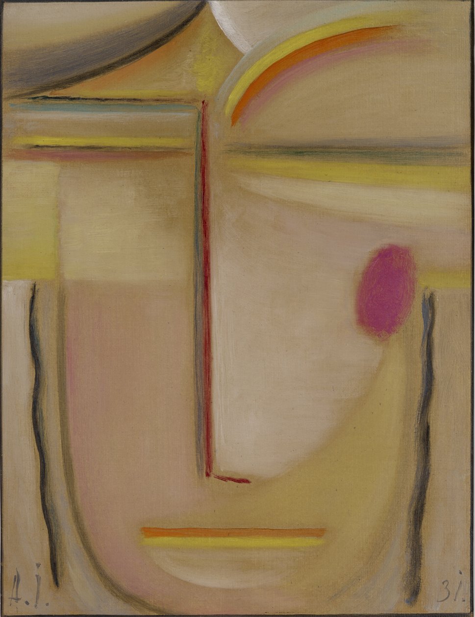 Abstrakter Kopf: Gold und Rosa von Alexej von Jawlensky