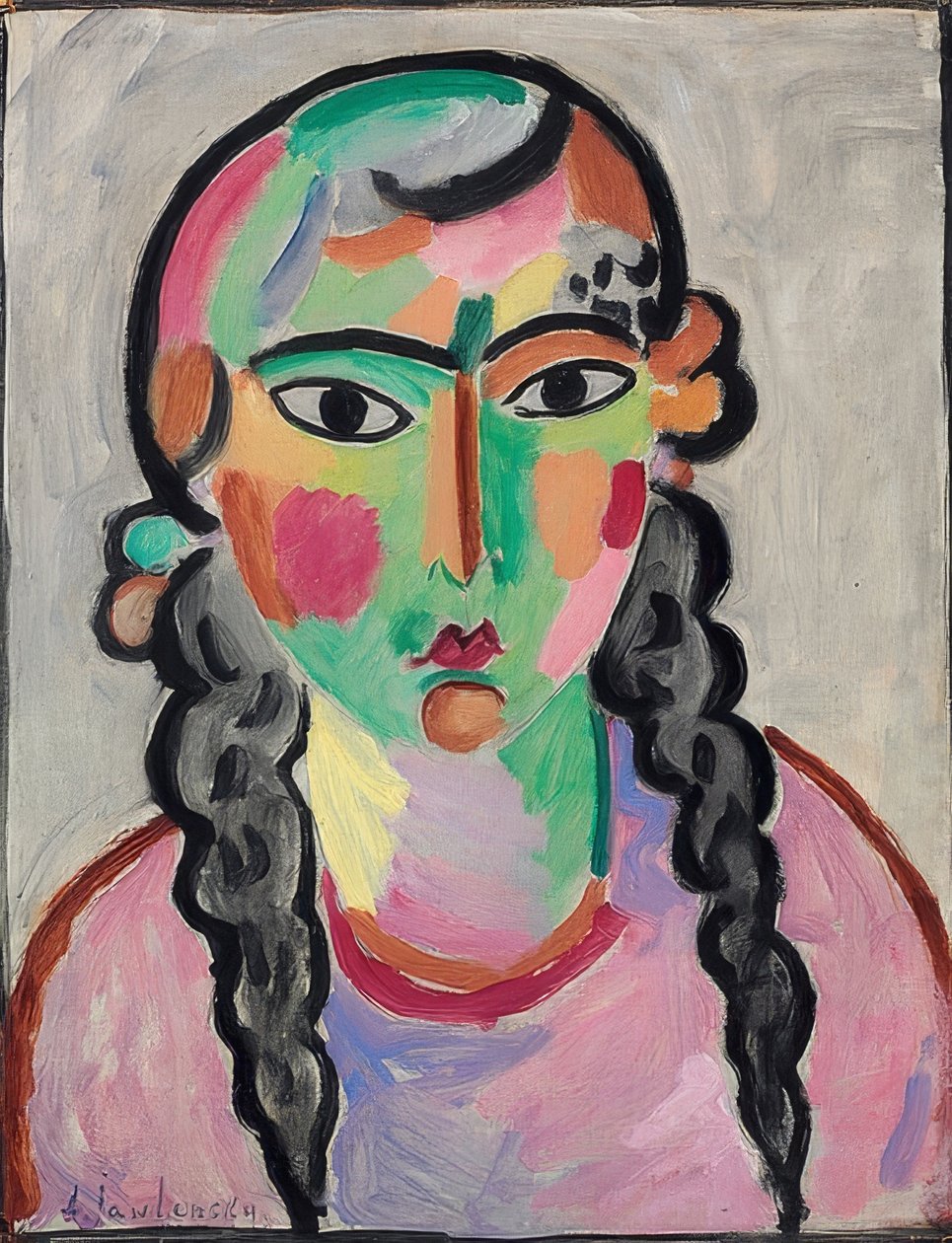 Das blasse Mädchen mit grauen Zöpfen von Alexej von Jawlensky