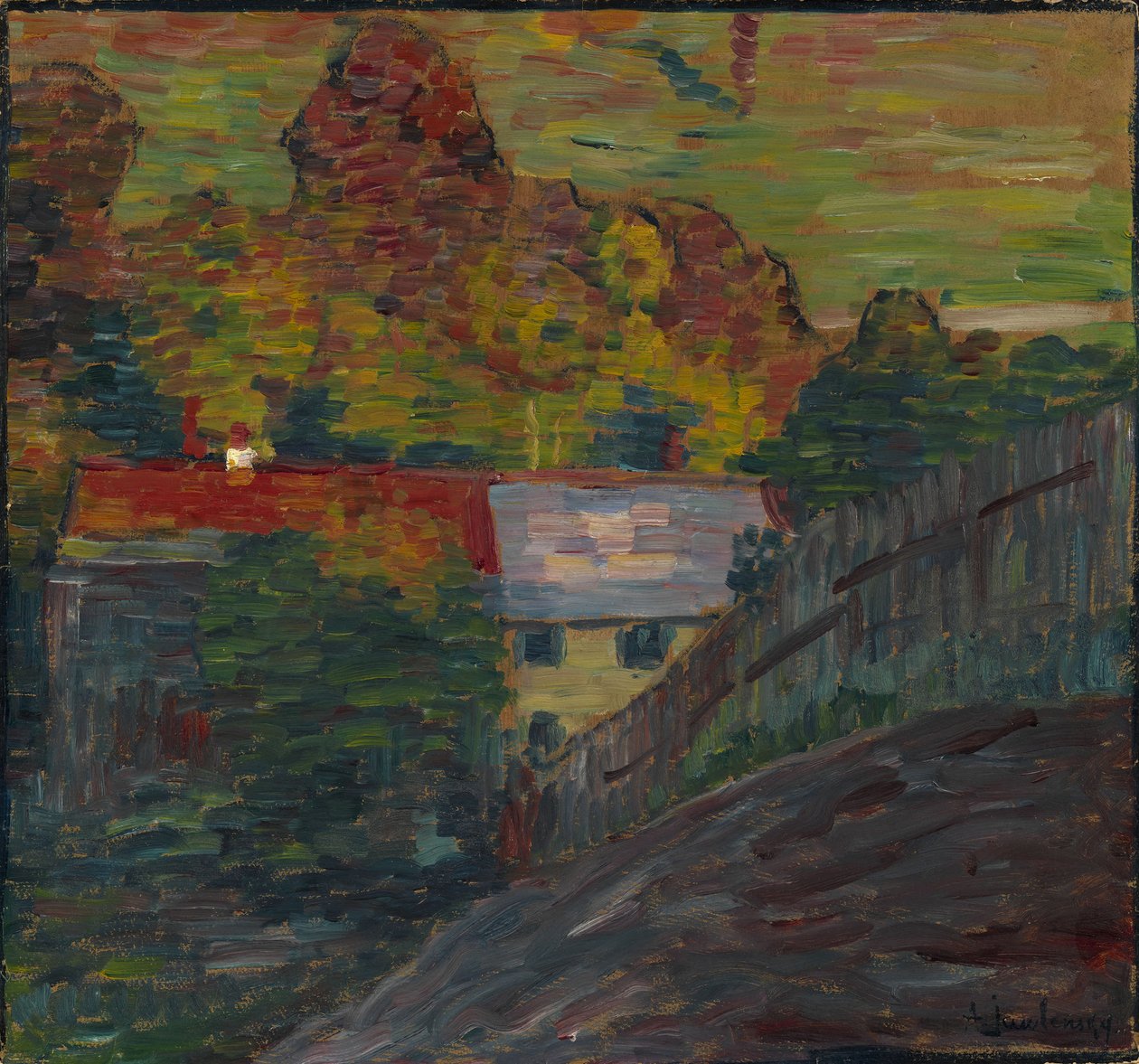 Landschaft mit rotem Dach, Wasserburg von Alexej von Jawlensky