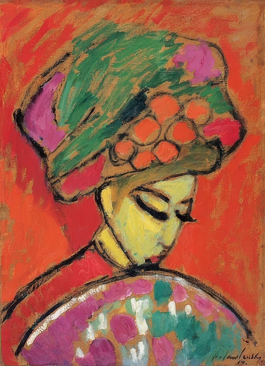 Mädchen mit Blumenhut (Mädchen mit Turban) von Alexej von Jawlensky
