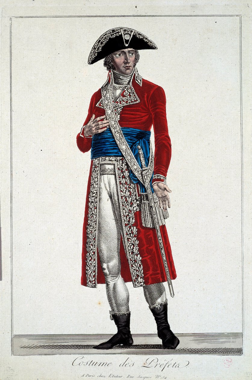 Ein Präfekt in rotem Kostüm, Gravur von Alexis Chataignier (1772-1817) von Alexis Chataigner