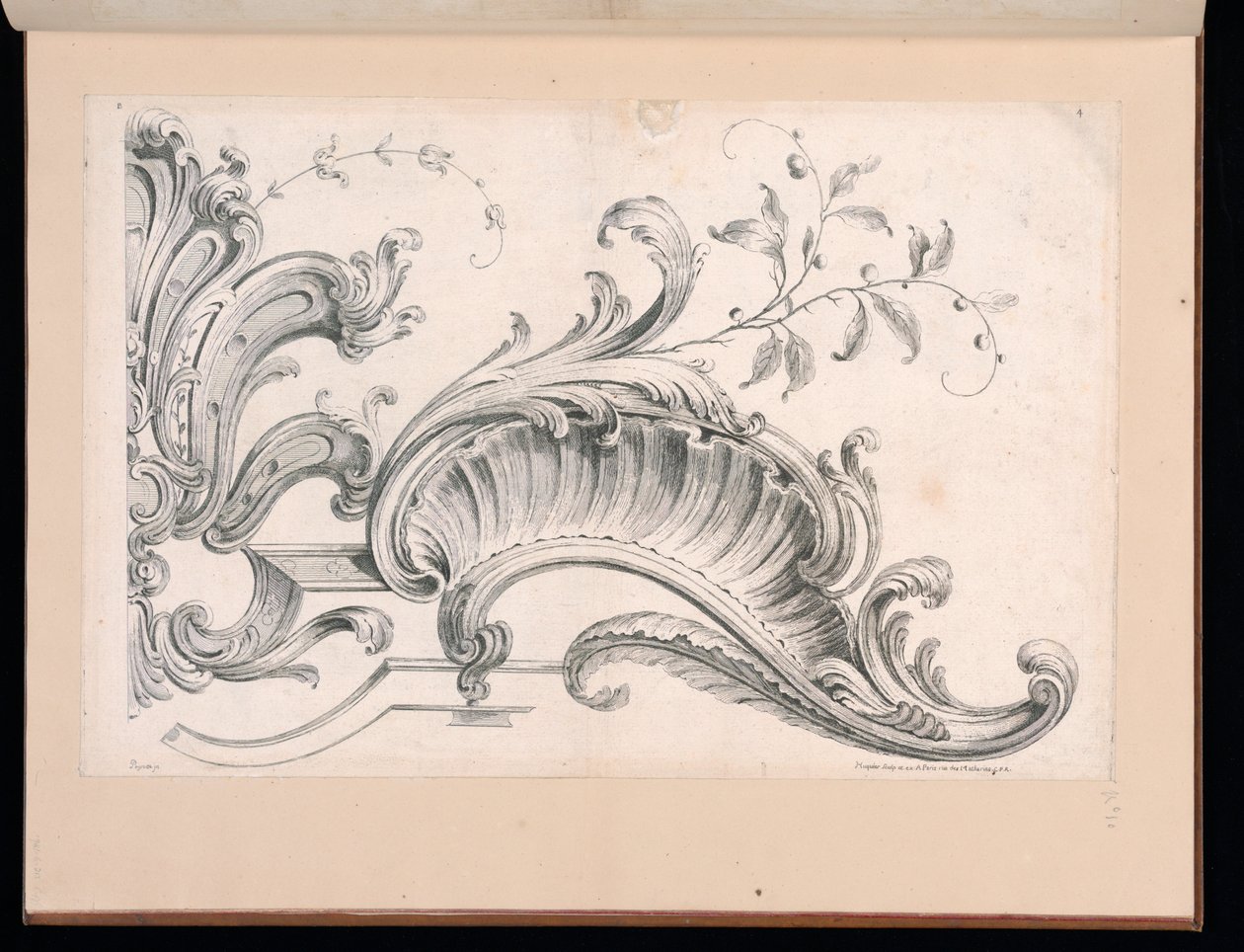 Entwurf für Rocaille-Dekoration, Tafel 4 in Seconde Partie de divers Ornements von Alexis Peyrotte