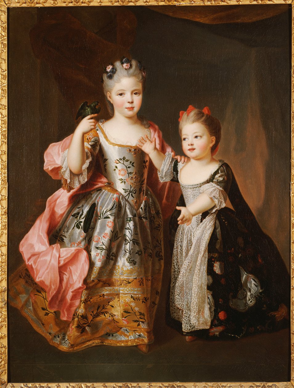 Porträt von zwei jungen Mädchen, angeblich Adelaide und Victoire, Töchter von Ludwig XV von Alexis Simon Belle