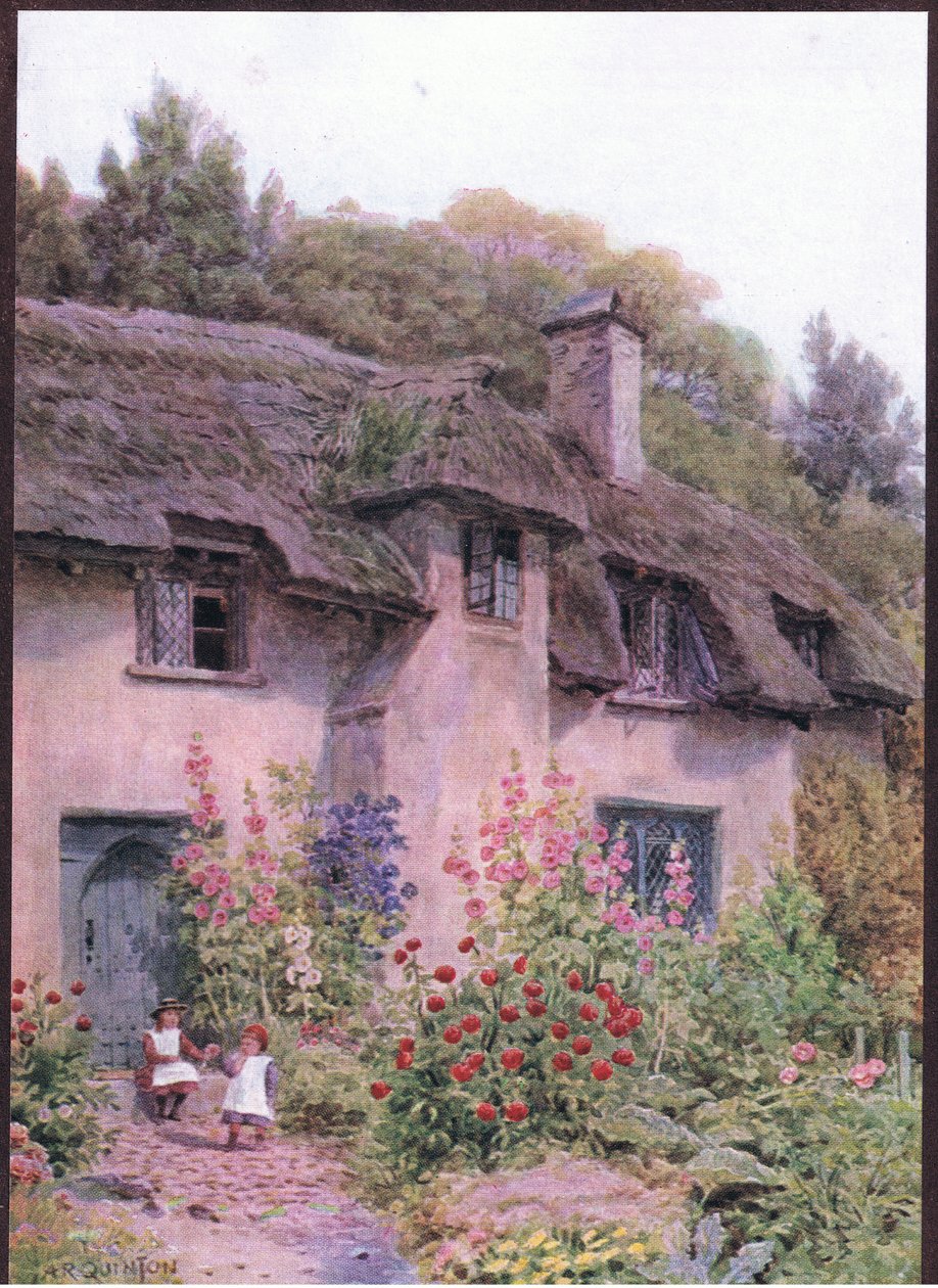 Cottage-Garten, Selworthy, Somerset, aus The Cottages and the Village Life of Rural England, veröffentlicht von Dent & Sons Limited, 1912 von Alfred Robert Quinton