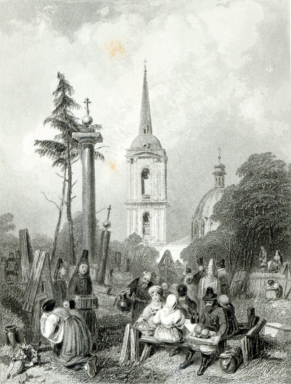 Friedhof der Smolensko-Kirche, graviert von E. Smith von Alfred (after) Vickers