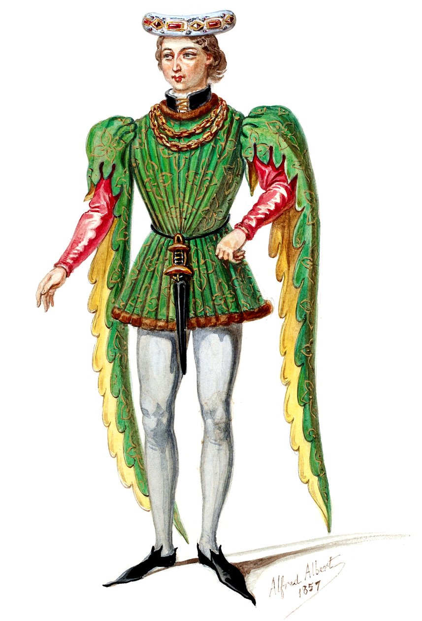 Halévy - Die Zauberin - Kostümentwürfe von Alfred Albert - 02. Herr, Männerchöre (retuschiert) von Alfred Albert