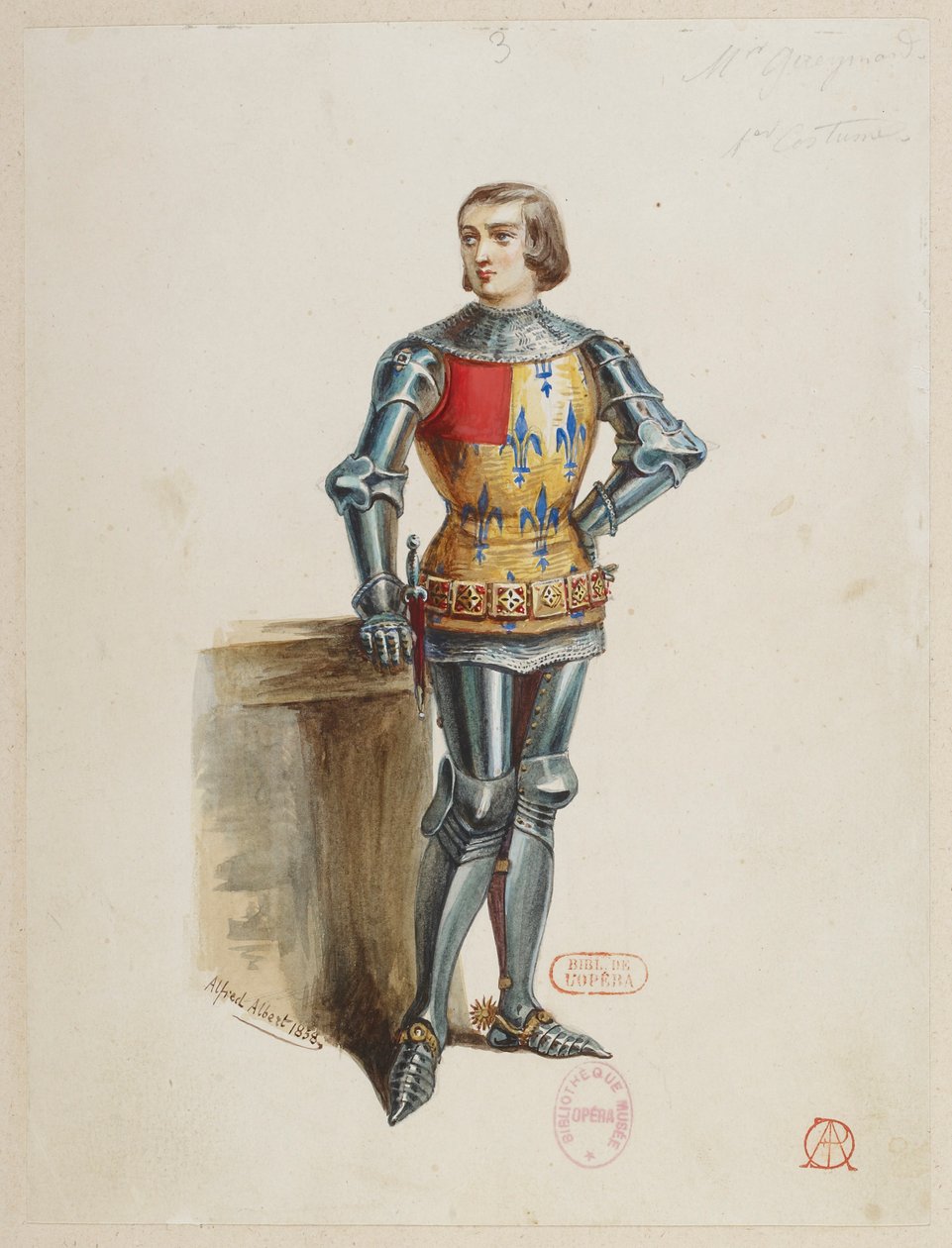 Halévy - Die Zauberin - Kostümentwürfe von Alfred Albert - 03. (René), M. Gueymard, 1. Kostüm von Alfred Albert