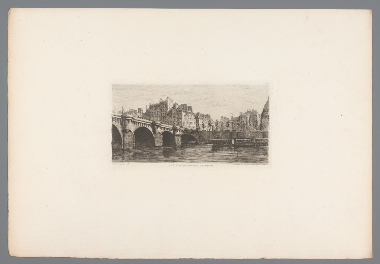 Ansicht der Pont Neuf (Französische Radierungen aus 1874) von Alfred Alexandre Delauney