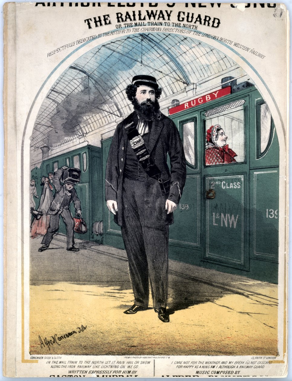 Der Eisenbahnschaffner, Titelblatt der Noten für ein beliebtes viktorianisches Lied von C. Plowman, 1870 von Alfred Concanen