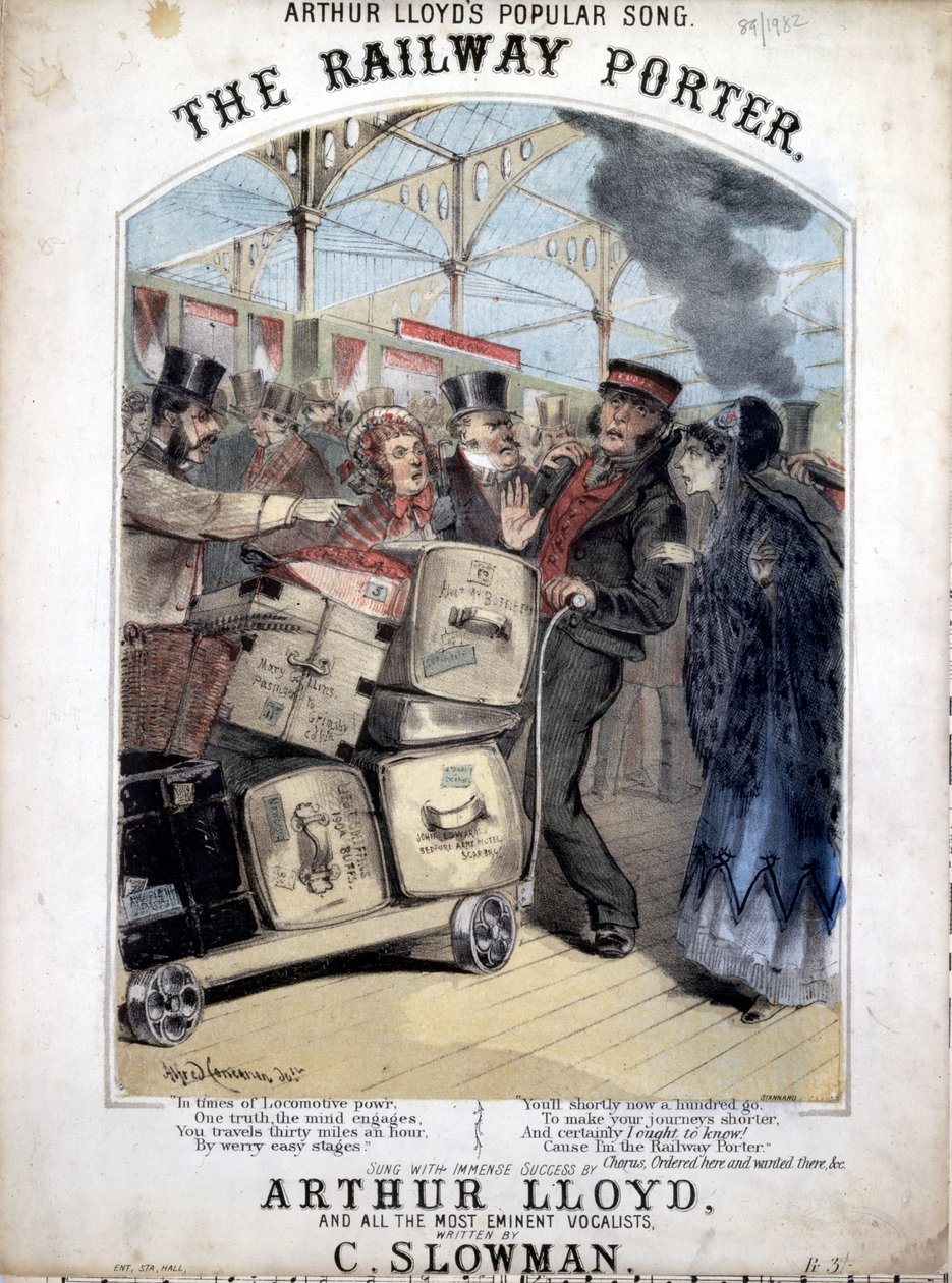 Der Eisenbahnportier, Titelblatt der Noten für ein beliebtes viktorianisches Lied von C. Plowman, 1870 von Alfred Concanen