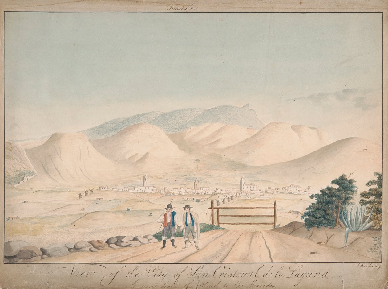 Ansicht der Stadt San Cristoval de la Laguna von der Straße nach Las Mercedes aus gesehen von Alfred Diston