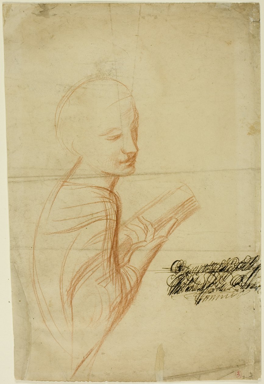 Frau mit Buch (recto); Skizzen einer männlichen Figur (verso) von Alfred George Stevens