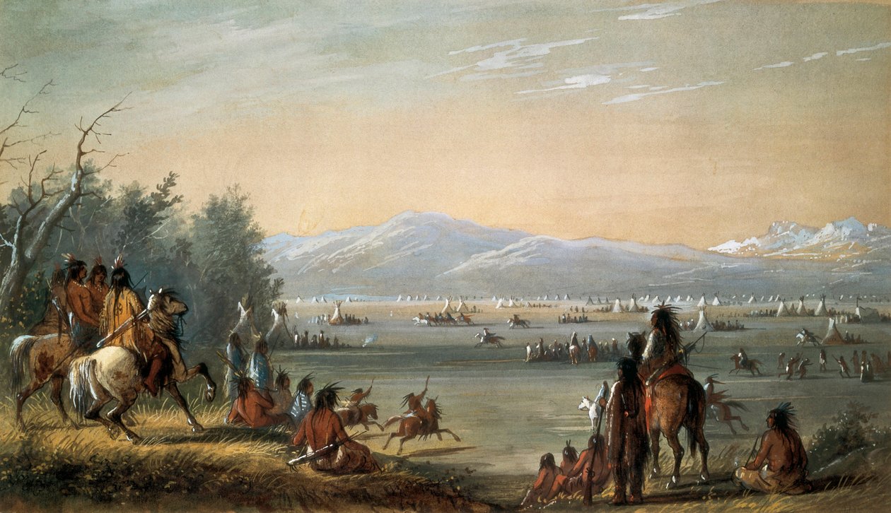 Ein indisches Dorf. Werk von Alfred Jacob Miller von Alfred Jacob Miller