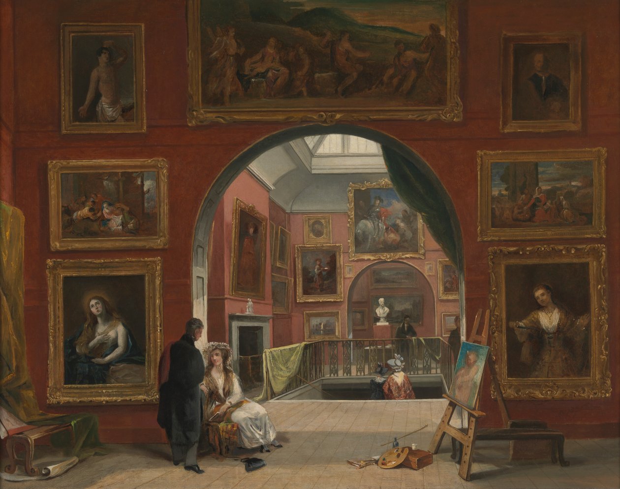 Innenansicht der British Institution (Alte Meister Ausstellung, Sommer 1832) von Alfred Joseph Woolmer