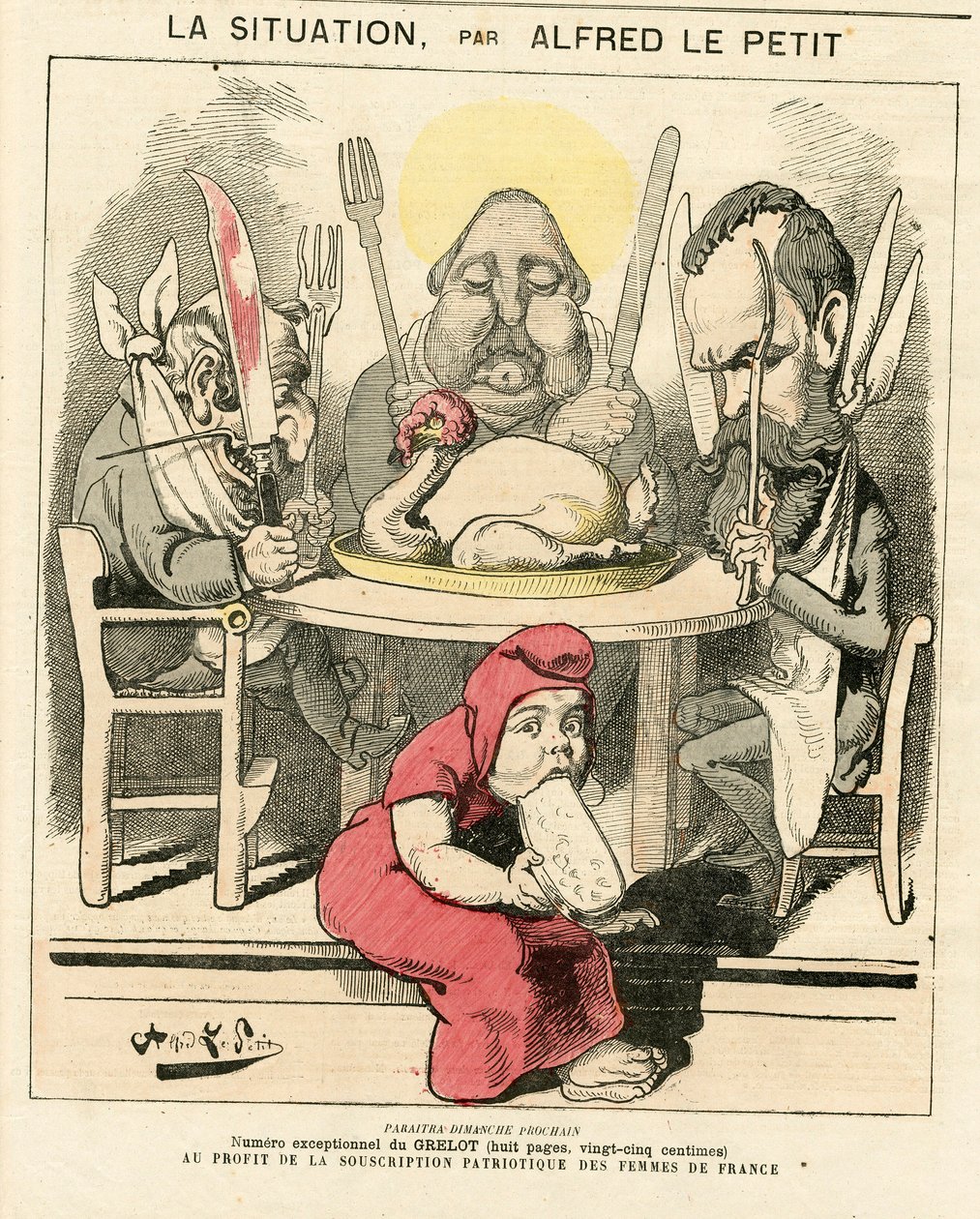 Titelblatt von „Le Grelot“, Nummer 47, Satirisch in Farben von Alfred Le Petit