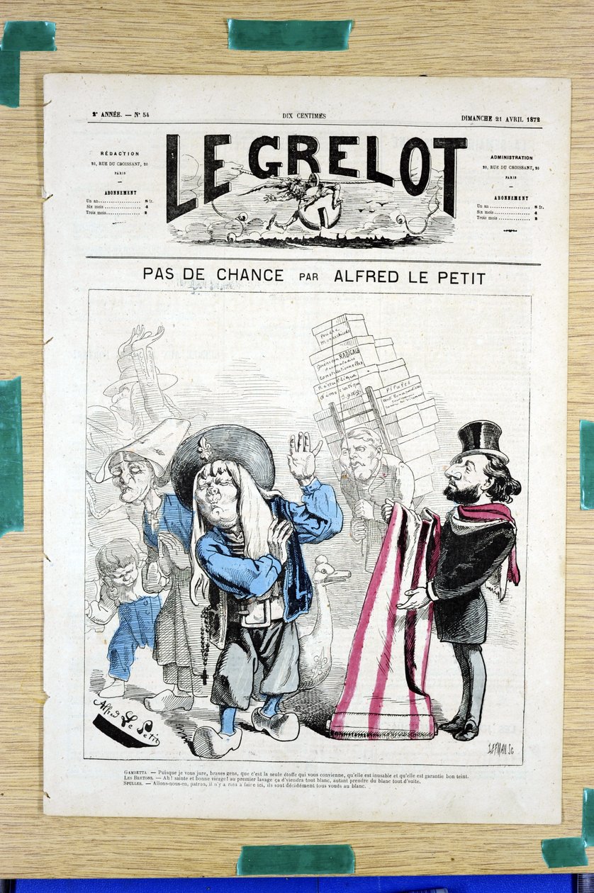 Titelblatt von Le Grelot, Nummer 54, Satirisch in Farben von Alfred Le Petit