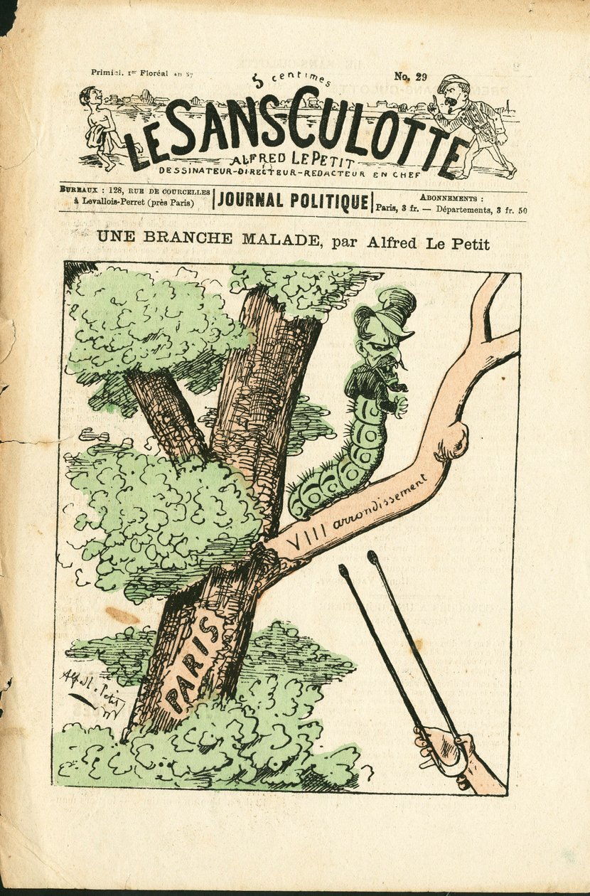 Cover von "Le Sans-Panlotte", Nummer 29, Satirisch in Farben von Alfred Le Petit