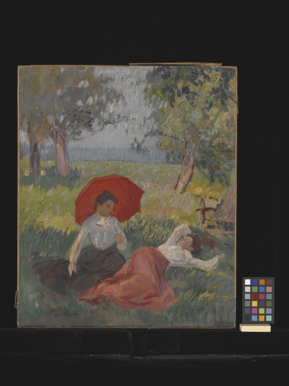 Zwei Frauen ruhen sich in einer Landschaft aus von Alfred Le Petit