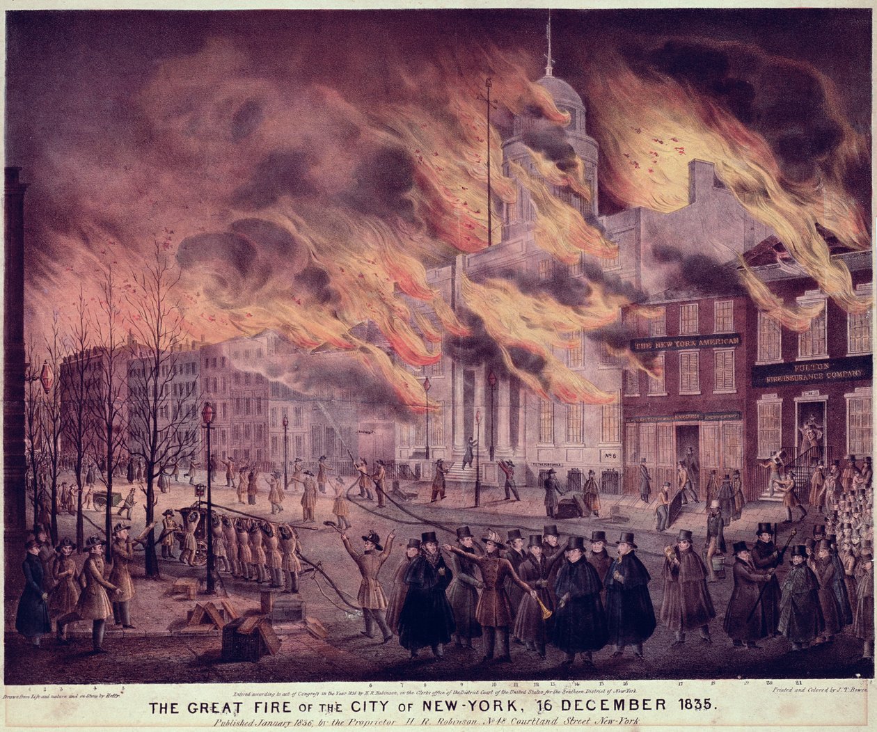 Der große Brand von New York, 1835 von Alfred M. Hoffy