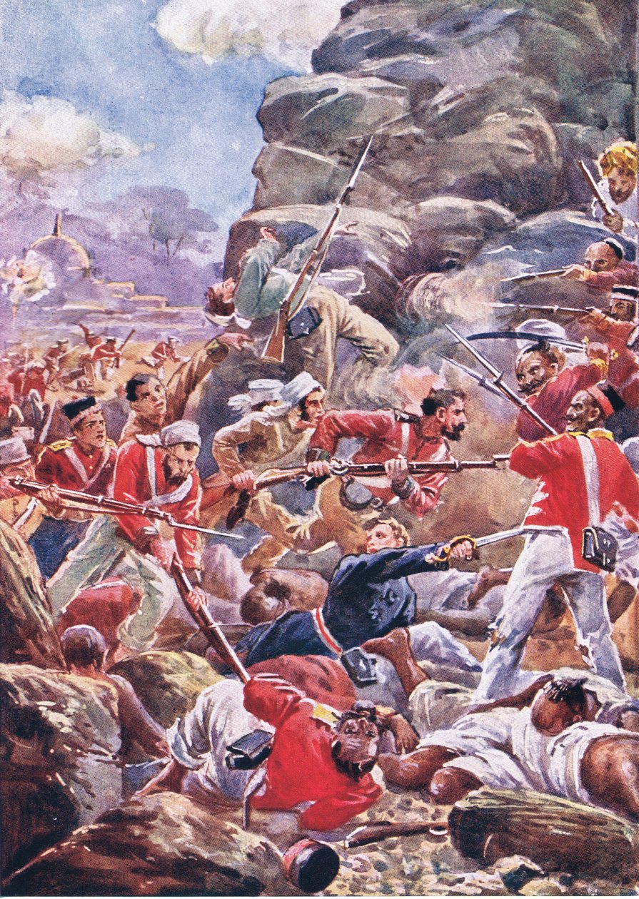 Die Belagerung von Delhi: Sturm auf die Bresche, Illustration aus British Battles on Land and Sea, 1915 von Alfred Pearse