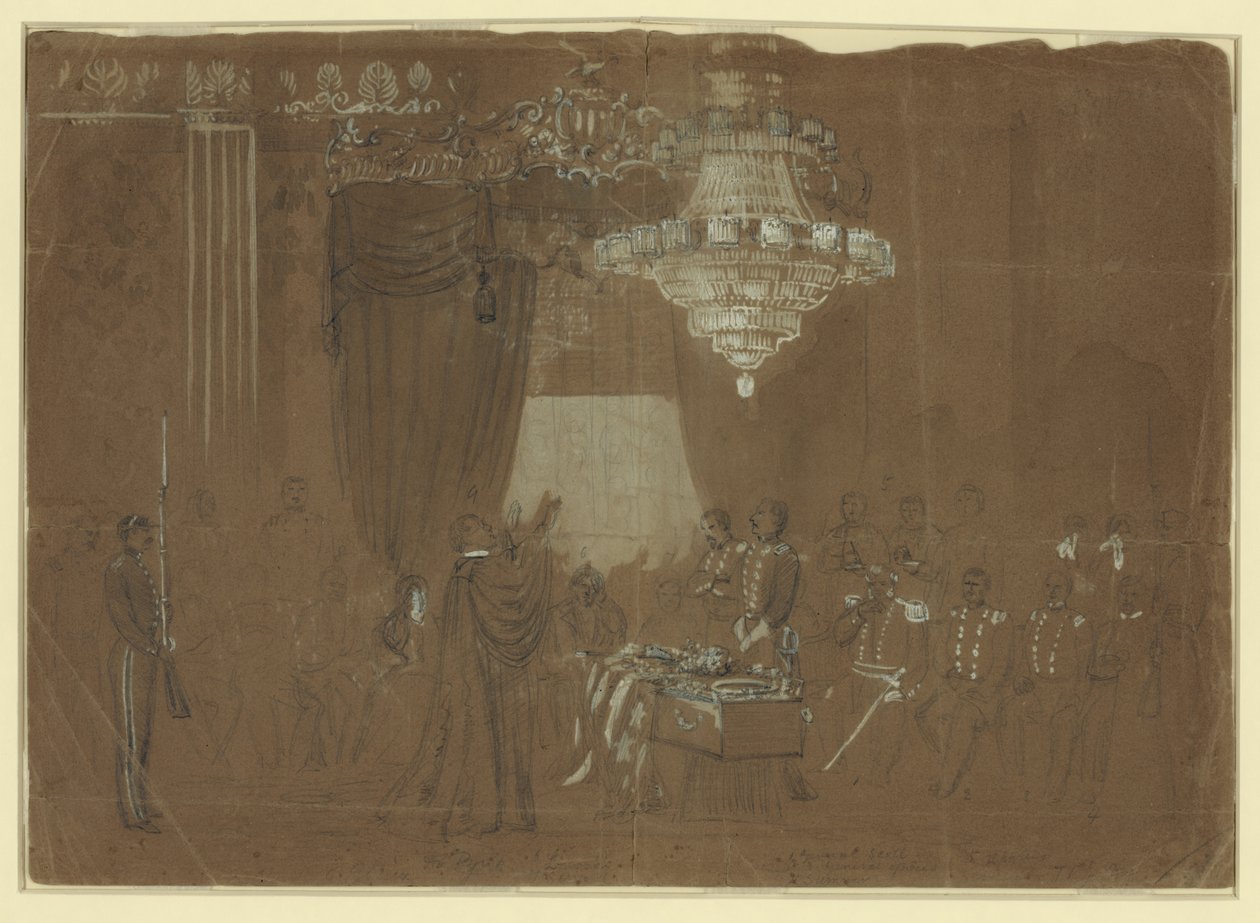 Trauerfeier für Col. Ellsworth im Ostzimmer des Weißen Hauses von Alfred R. Waud