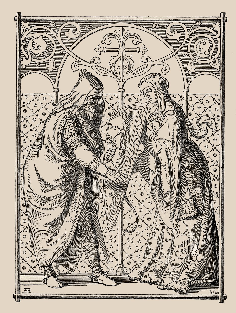 Die Nibelungen. Hagens Schildanforderung, 1840-1841 von Alfred Rethel