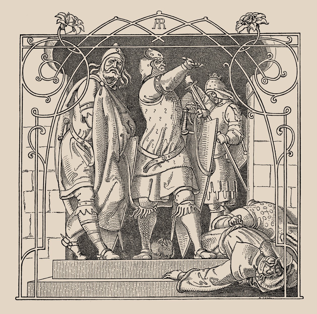 Die Nibelungen. Wie sie die Toten aus der Halle warfen, 1840-1841 von Alfred Rethel