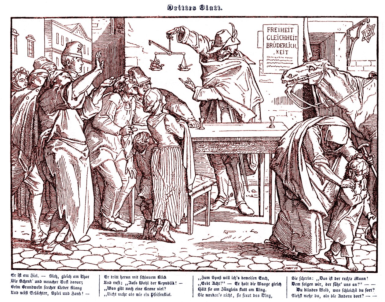 Totentanz 1848: Der Tod beweist, dass alle Menschen gleich sind von Alfred Rethel
