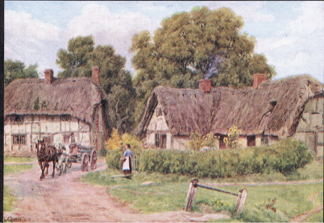 West Hagbourne, Berkshire, aus The Cottages and the Village Life of Rural England, veröffentlicht von Dent & Sons Limited, 1912 von Alfred Robert Quinton