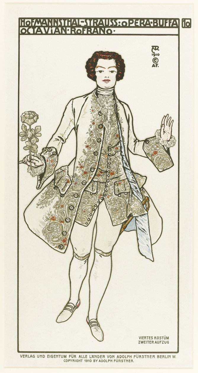 Kostümentwurf für die Oper Der Rosenkavalier von Richard Strauss, 1910 von Alfred Roller
