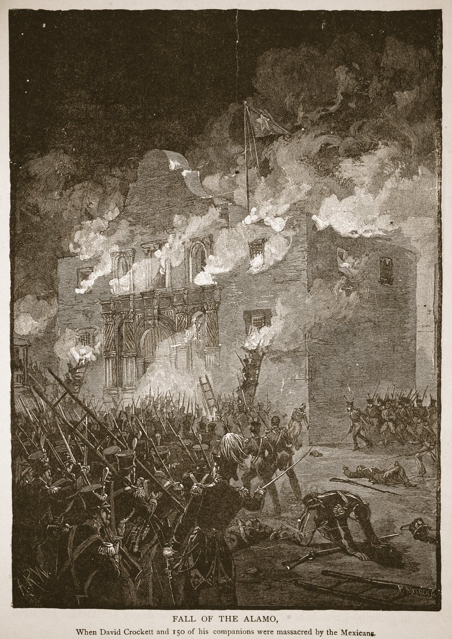 Der Fall des Alamo, aus einem Buch veröffentlicht 1896 von Alfred Rudolph (after) Waud
