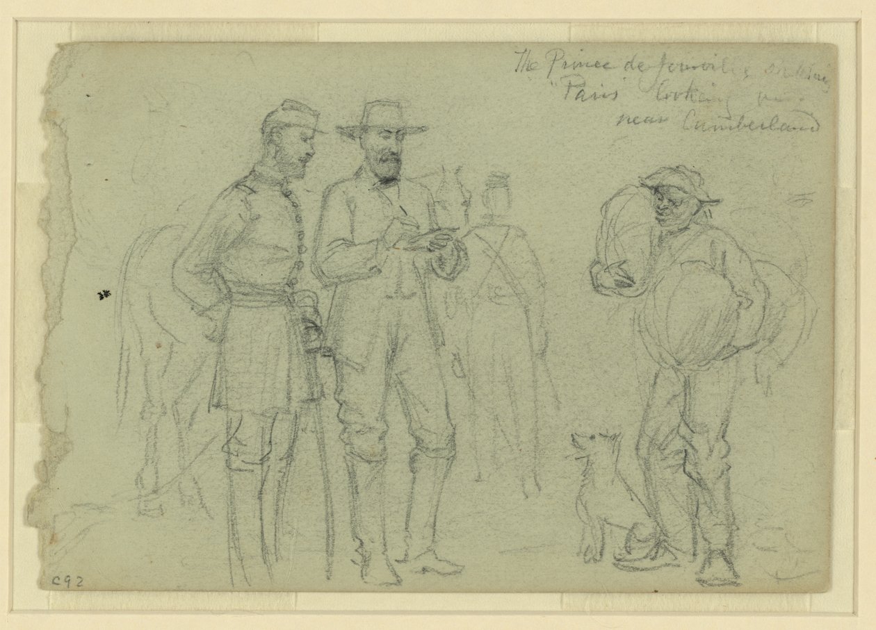Der Prinz von Joinville skizziert "Paris" in der Nähe von Cumberland von Alfred Rudolph Waud