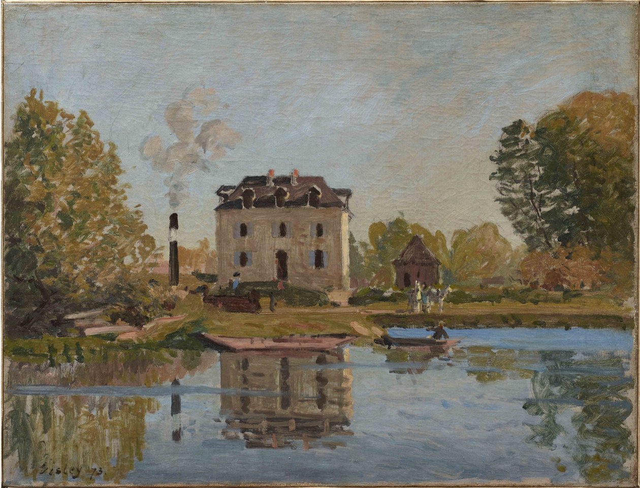 Fabrik am Ufer der Seine, Bougival von Alfred Sisley