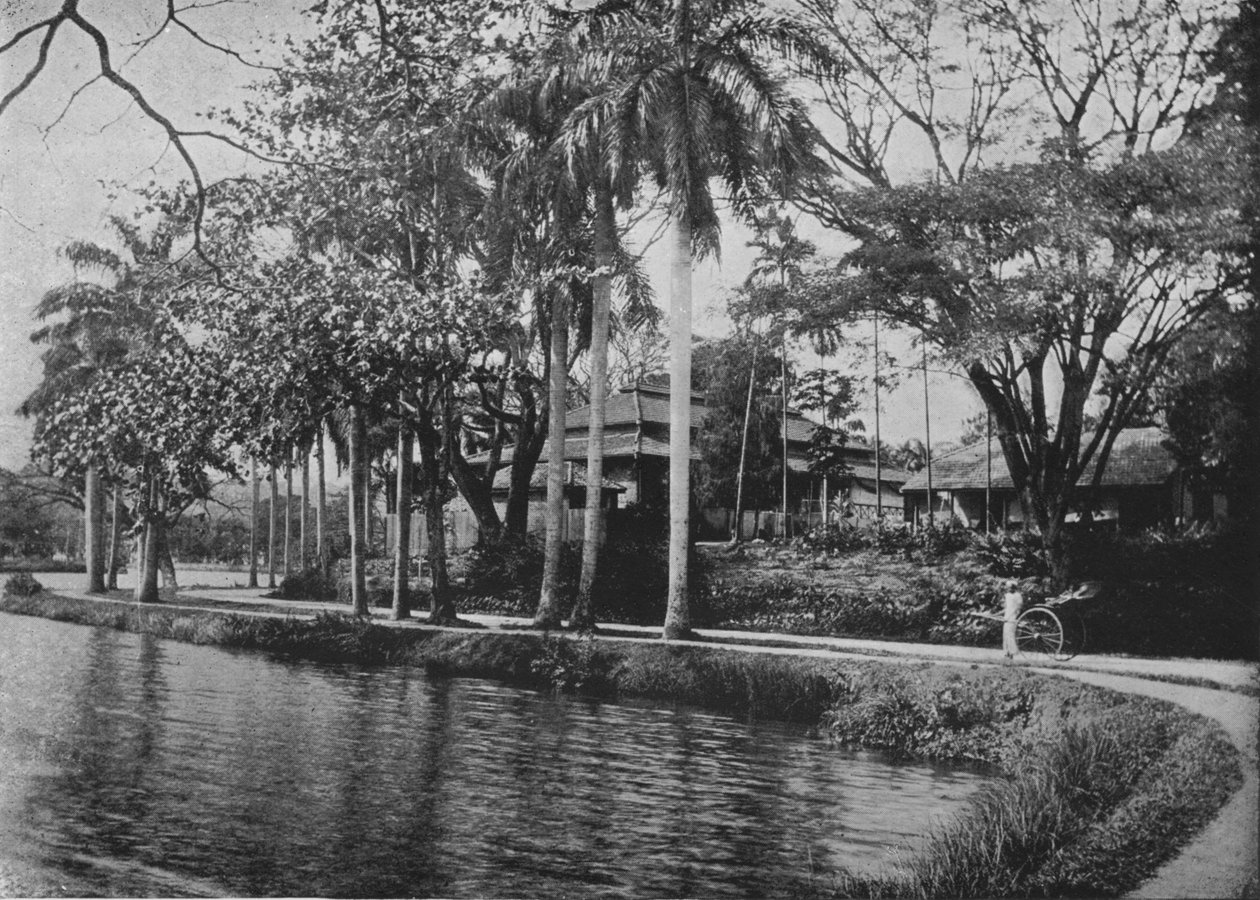 Kandy - Eine malerische Ecke des Sees, um 1890, 1910 von Alfred William Amandus Plate
