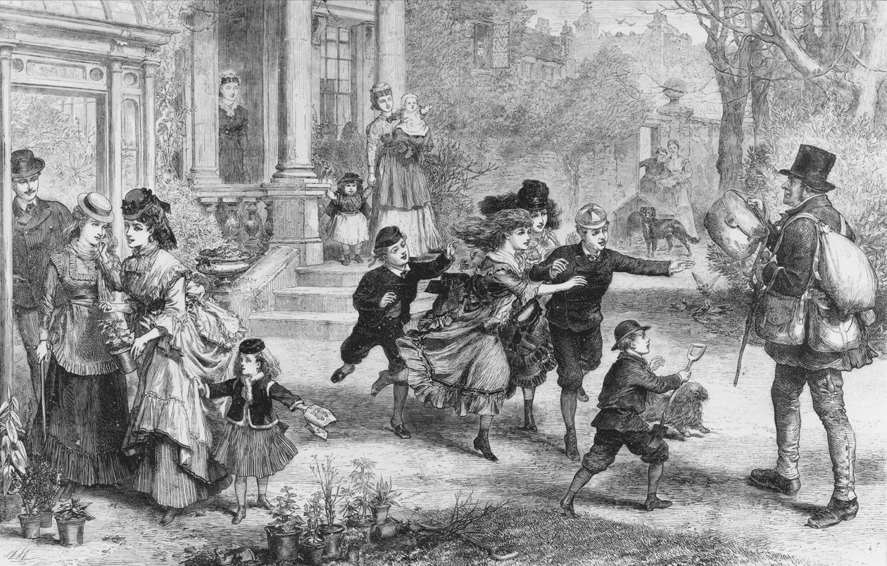 Valentinstag, „Oh! Da ist der Postbote!“ (Gravur) von Alfred William Hunt