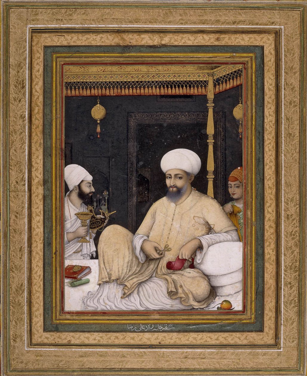 Sultan Ibrahim Adil Shah II verehrt einen Sufi-Heiligen, Bijapur, ca. 1620-30, British Museum, London von Ali Riza