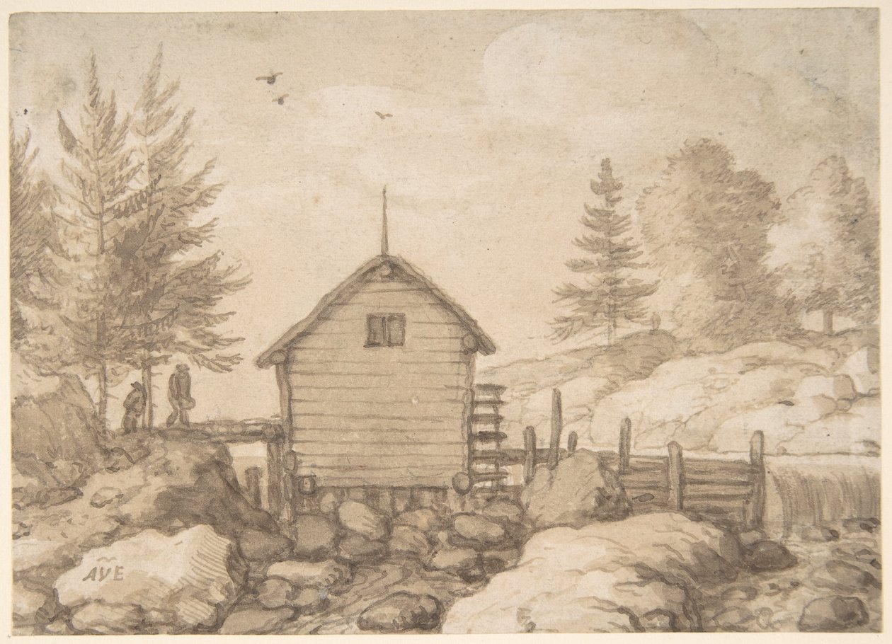 Eine Mühle auf Felsen in einem Fluss in Norwegen von Allart van Everdingen