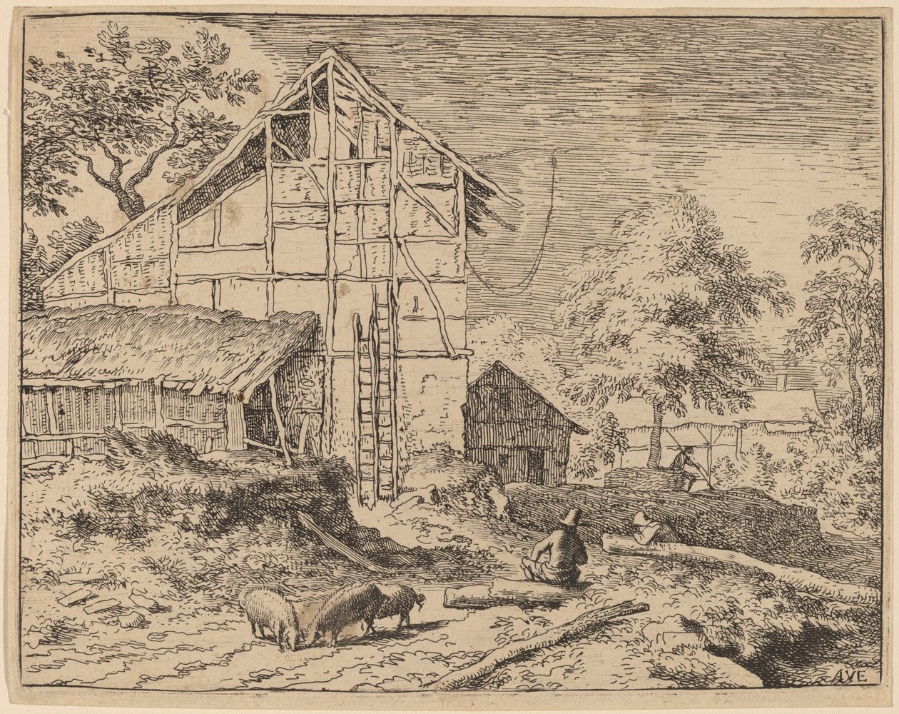 Hütte mit zwei Leitern von Allart van Everdingen