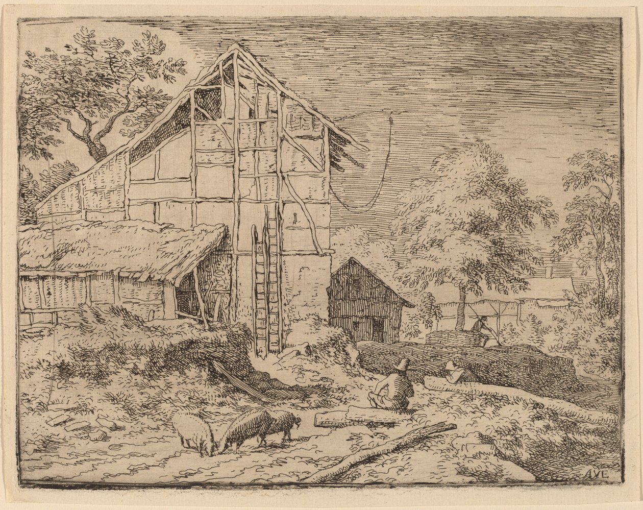Hütte mit zwei Leitern von Allart van Everdingen