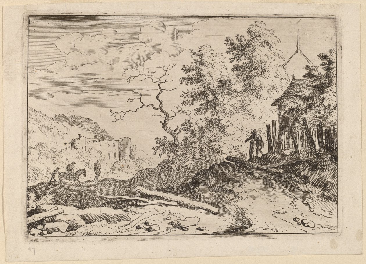 Hütte mit den Überresten einer Hecke von Allart van Everdingen