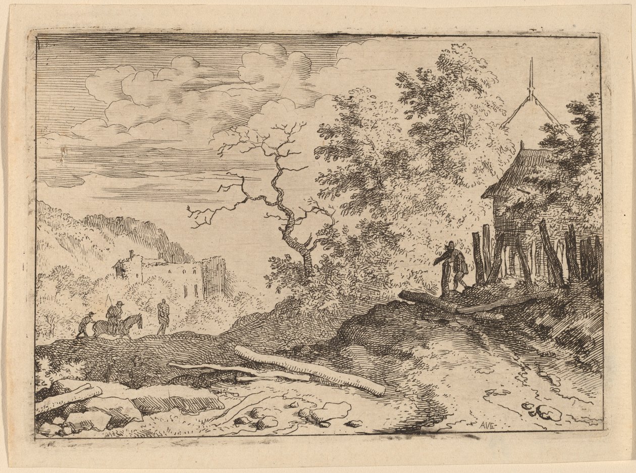 Hütte mit den Überresten einer Hecke von Allart van Everdingen