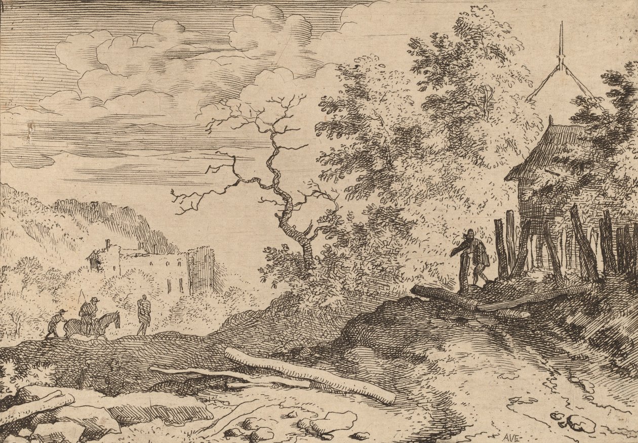Hütte mit den Überresten einer Hecke von Allart van Everdingen