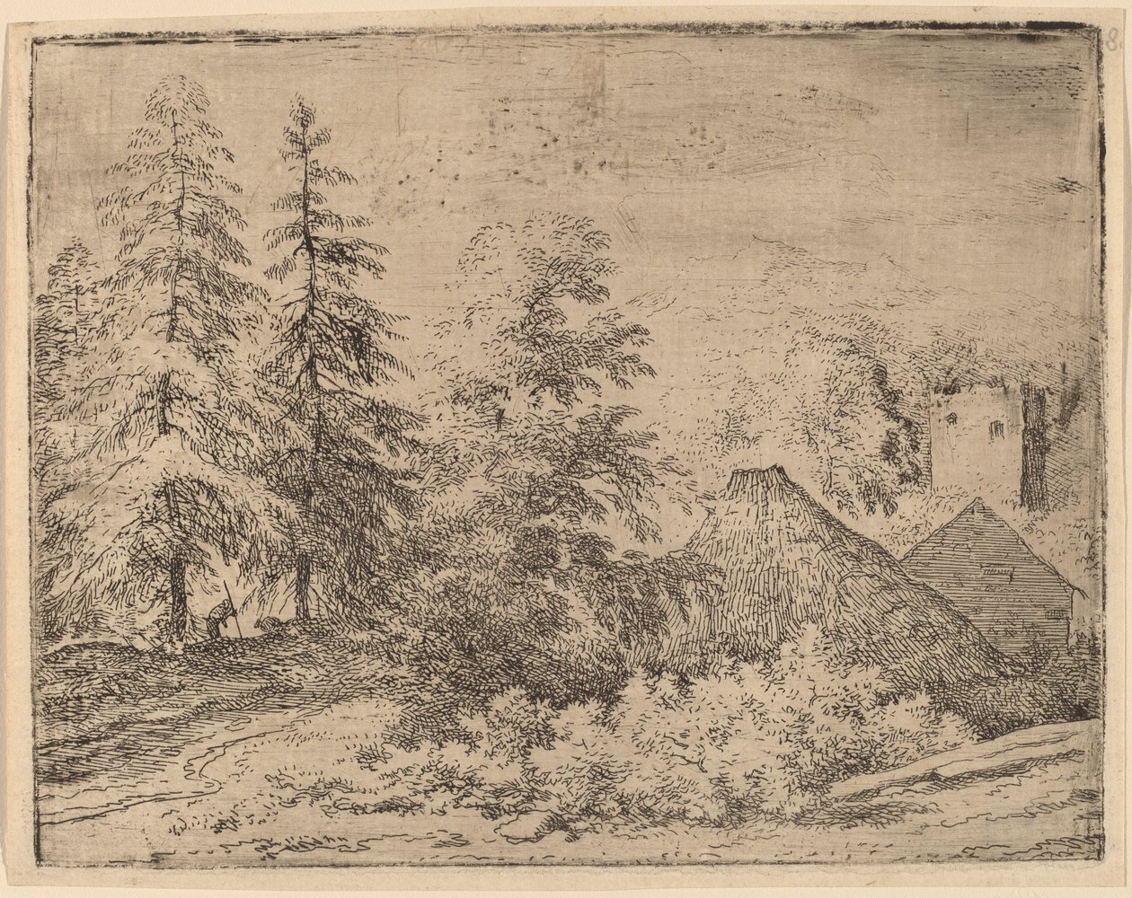 Mann zwischen zwei Tannen, wahrscheinlich ca. 1645-1656 von Allart van Everdingen